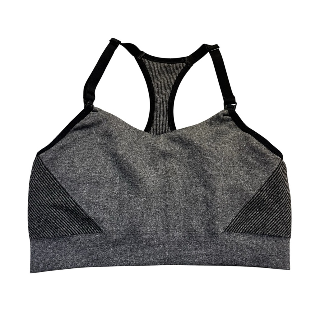 Auden Sports Bra Medium Nursing Lined Charcoal Grey Black Athletic Racerback